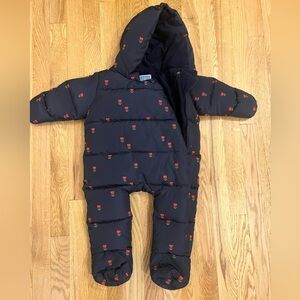 Jacadi Paris navy with red tulips snowsuit, 12 months